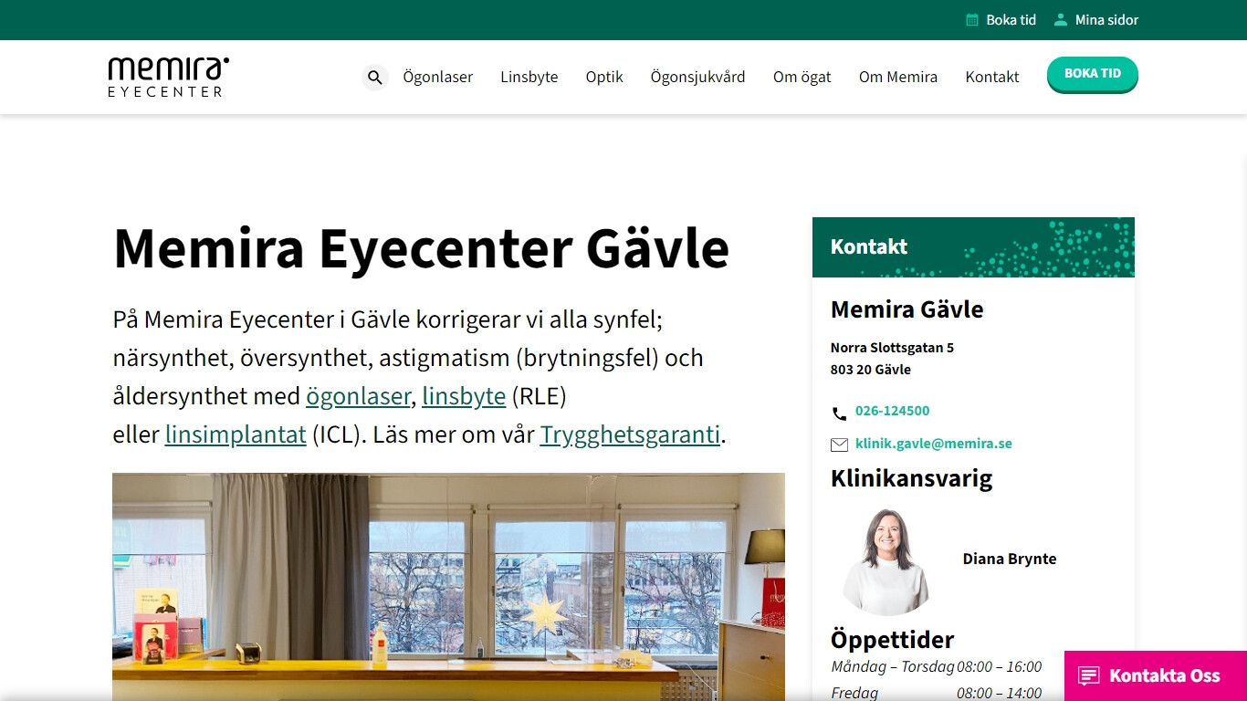 Optiker i Gävle bild på hemsidan.